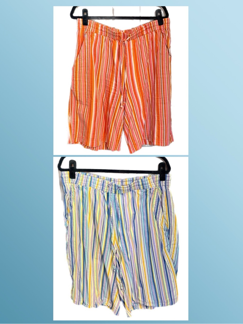 Free People Saylor Poplin Shorts- set of 2, Mango and Sky, size Large